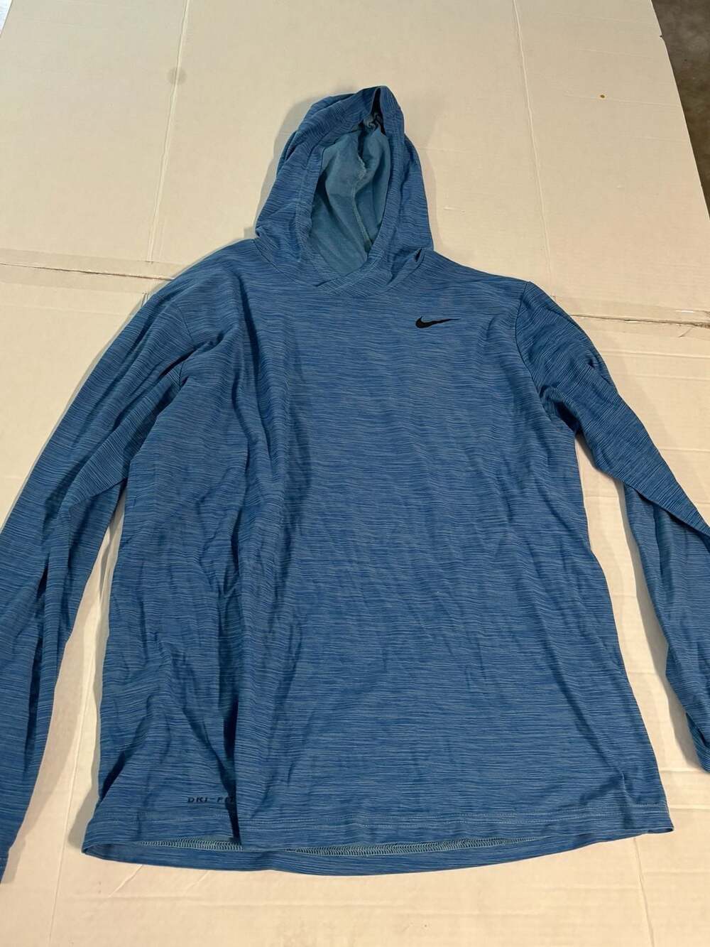 Nike Dri-Fit Long Sleeve Hooded Performance Shirt Mens Large Blue